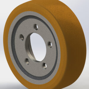 Cast Polyurethane Tyre Bonded to Cast Iron Centre, Drive Wheel