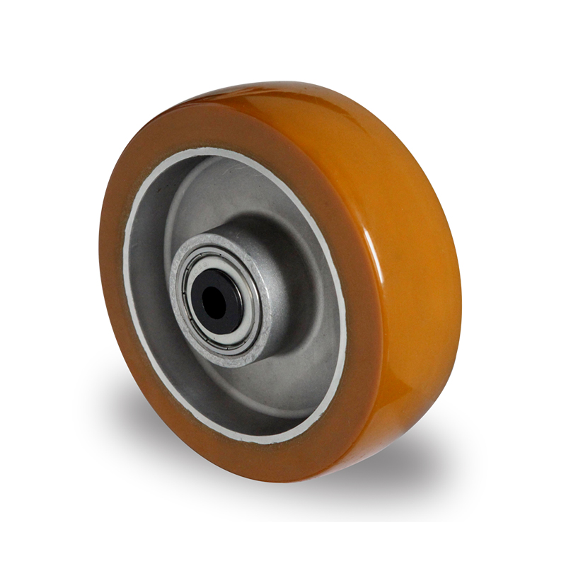Brown Polyurethane Tyre with Aluminium Centre, Wheel, Ball Bearing