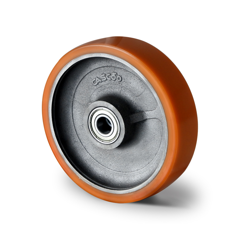 HIGH QUALITY POLYURETHANE TYRE WITH AST IRON CENTRE, BALL BEARING