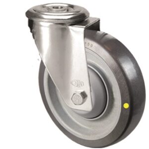 Grey Conductive Polyurethane Tyre with Plastic Centre, Bolt Hole Castor