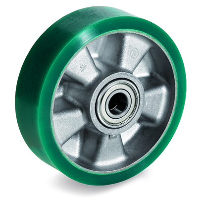 TR Roll Elastic Polyurethane with Thin Tyre and Aluminium Centre, Wheel, Ball Bearing