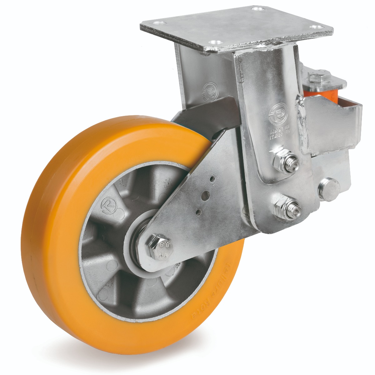 Special Thickness Polyurethane Tyre with Aluminium Centre, Electro Welded Fixed Top Plate Castor, EES MHD Duty