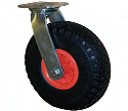 Black Puncture Proof Pneumatic Tyre with Red Plastic Centre, Swivel Top Plate Castor