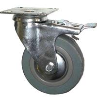 Grey PVC Tyre with Plastic Centre, Swivel Top Plate Castor with Brake