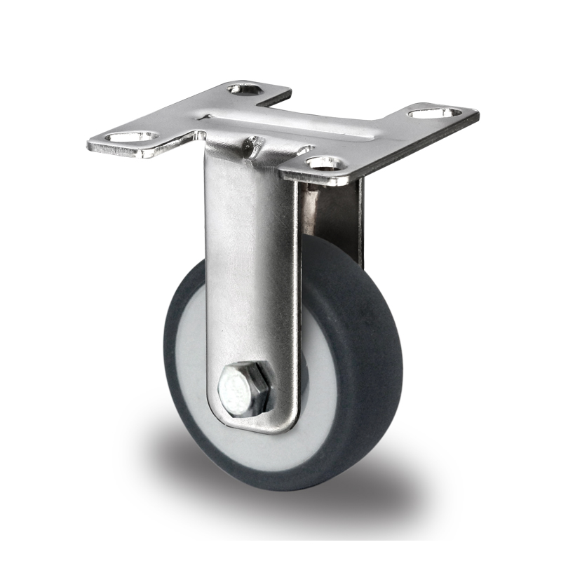 Grey TPR Tyre with Polypropylene Centre with Stainless Steel Housings, Fixed Top Plate Castor