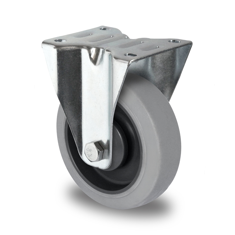 Grey TPR Tyre with Polypropylene Centre, Fixed Top Plate Castor