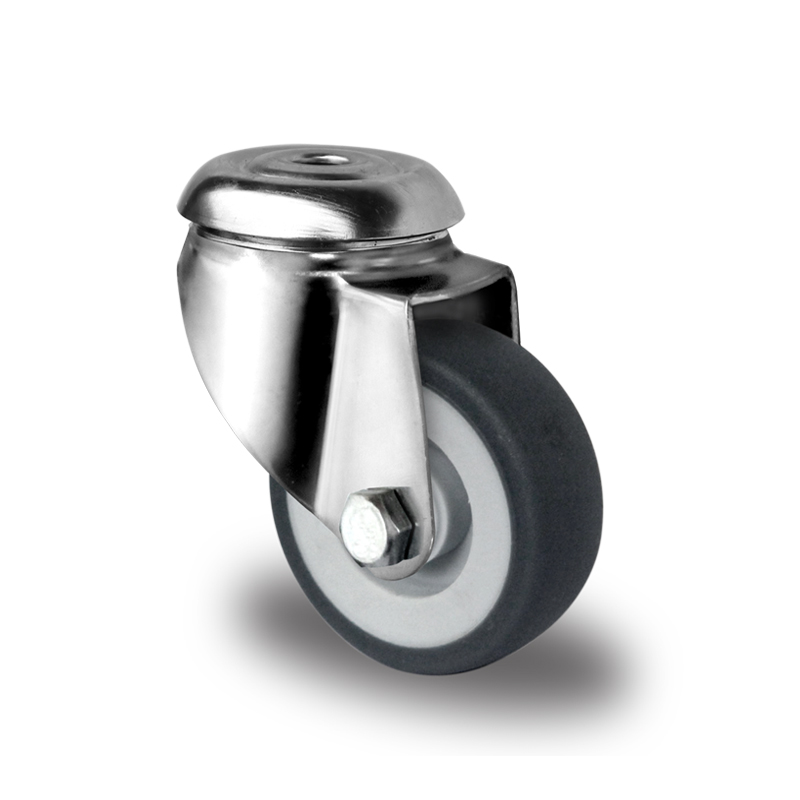 Grey TPR Tyre with Polypropylene Centre with Stainless Steel Housings, Bolt Hole Castor