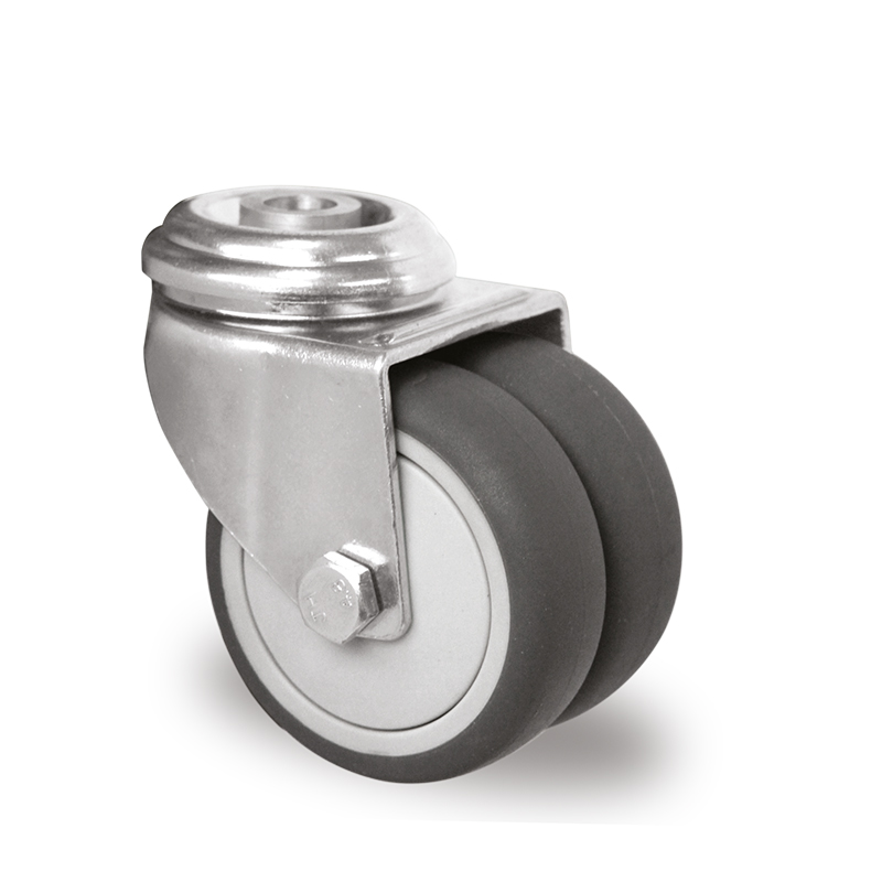 Grey TPR Tyre with Polypropylene Centre, Twin Wheel Bolt Hole Castor