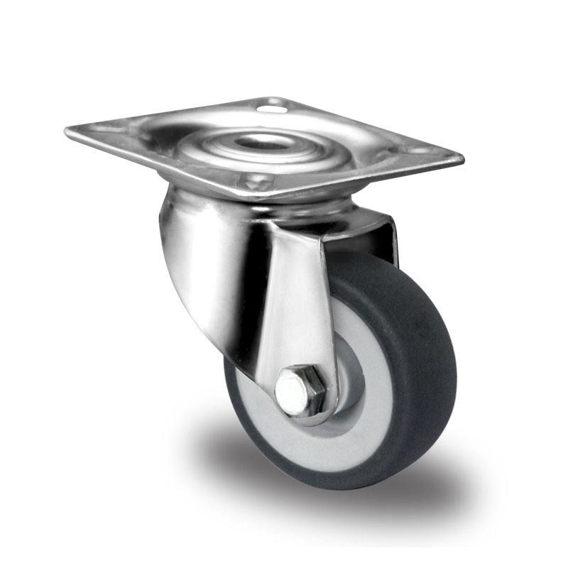 Grey TPR Tyre with Polypropylene Centre with Stainless Steel Housings, Swivel Top Plate Castor