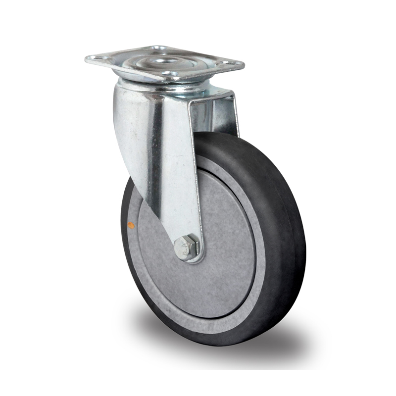 Grey TPR Conductive Rubber Tyre with Polypropylene Centre, Swivel Top Plate Castor