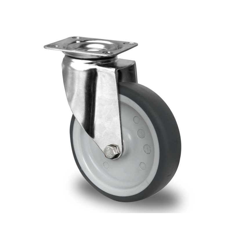 Grey TPR Tyre with Polypropylene Centre, Swivel Top Plate Castor