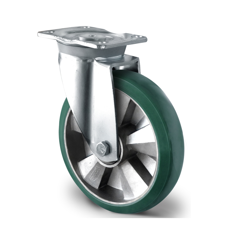 Elastic Polyurethane, Alumnium Centre, Swivel Top Plate Castor