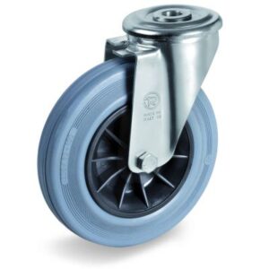 Non-Marking Rubber Tyre with Black Polypropylene Centre, Bolt Hole Castor, NL Duty