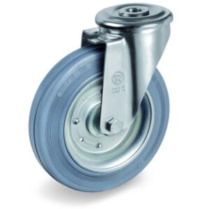 Non-Marking Rubber Tyre with Pressed Steel Centre, Bolt Hole Castor, NL Duty