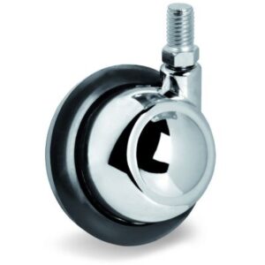 Rubber Half-Ball Wheel, Bolt Hole Castor with Threaded Stem, Left Hand Bolt Hole