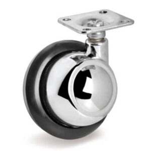 Rubber Half-Ball Wheel, Top Plate Castor, Right Hand Swivel