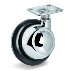 Rubber Half-Ball Wheel, Top Plate Castor, Left Hand Swivel