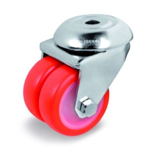 Injection Polyurethane Tyre Bonded to Nylon Centre, Twin Wheel Bolt Hole Castor