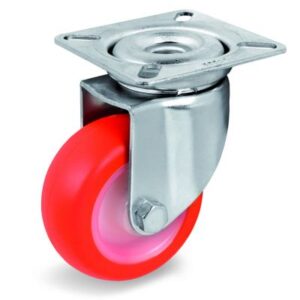 Injection Polyurethane Tyre Bonded to Nylon Centre, Swivel Top Plate Castor