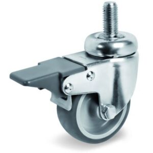 Non-Marking TPR Tyre with Polypropylene Centre, Bolt Hole Castor with Threaded Stem