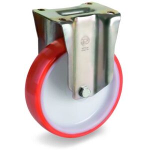 Injection Moulded Polyurethane Tyre Bonded to Nylon Centre, Fixed Top Plate Castor, P Duty