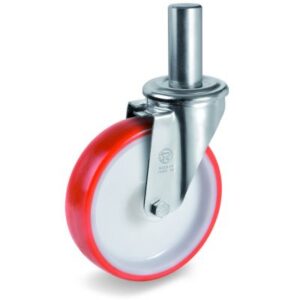 Injection Moulded Polyurethane Tyre Bonded to Nylon Centre, Bolt Hole Castor with Solid Stem, NL Duty