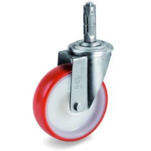 Injection Moulded Polyurethane Tyre Bonded to Nylon Centre, Bolt Hole Castor with Steel Expander, NL Duty