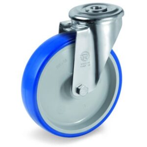 Soft Polyurethane Tyre Bonded to Grey Nylon Centre, Bolt Hole Castor, NL Duty