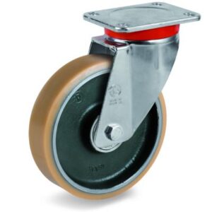 Vulkollan Tyre with Forged Steel Centre, Swivel Top Plate Castor, EP Duty