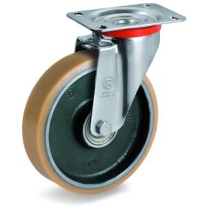 Vulkollan Tyre with Forged Steel Centre, Swivel Top Plate Castor, NL Duty