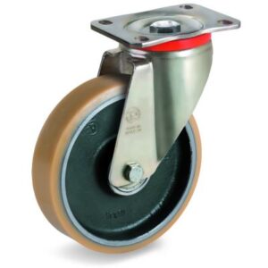 Vulkollan Tyre with Forged Steel Centre, Swivel Top Plate Castor, P Duty