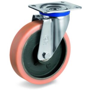 Vulkollan Tyre with Cast Iron Centre, Swivel Top Plate Castor, M Duty