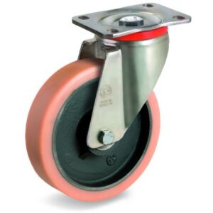 Vulkollan Tyre with Cast Iron Centre, Swivel Top Plate Castor, P Duty