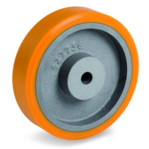 Cast Polyurethane Tyre Bonded to Cast Iron Centre, Wheel, Plain Bore