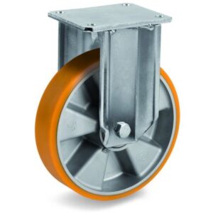 Cast Polyurethane Tyre Bonded to Cast Aluminium Centre, Fixed Top Plate Castor, EP Duty