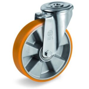 Cast Polyurethane Tyre Bonded to Cast Aluminium Centre, Bolt Hole Castor, NL Duty
