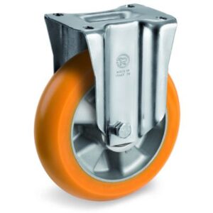 TR Roll Polyurethane Tyre, Ergonomic Round Profile Tyre and Aluminium Centre, Fixed Top Plate Castor, M Duty