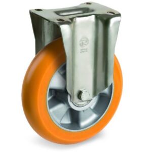 TR Roll Polyurethane Tyre, Ergonomic Round Profile Tyre and Aluminium Centre, Fixed Top Plate Castor, P Duty