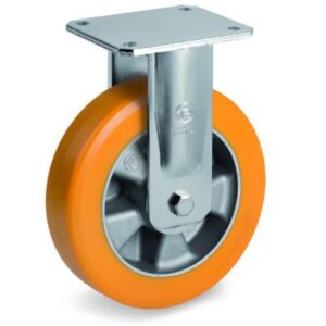 Special Thickness Polyurethane Tyre with Aluminium Centre, Electro Welded Fixed Top Plate Castor, EE MHD Duty