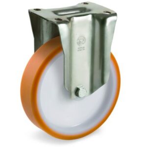 Cast Polyurethane Tyre Bonded to Nylon Centre, Fixed Top Plate Castor, P Duty