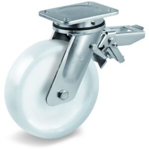 Polyamide 6 Solid Heavy Duty Wheel, Electro Welded Swivel Top Plate Castor with Brake, EE MHD Duty