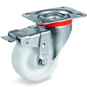 Polyamide 6 Solid Heavy Duty Wheel, Swivel Top Plate Castor with Brake, NL Duty