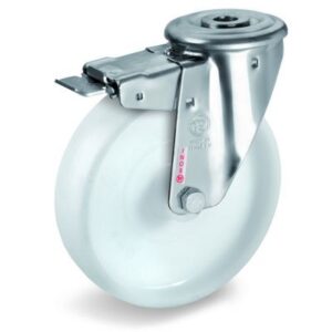 Polyamide 6 Solid Wheel, Stainless Steel Bolt Hole Castor with Brake, NLX Duty