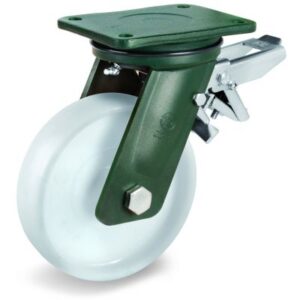 Polyamide 6 Solid Wheel, Electro Welded Swivel Top Plate Castor with Brake, EE HD Duty