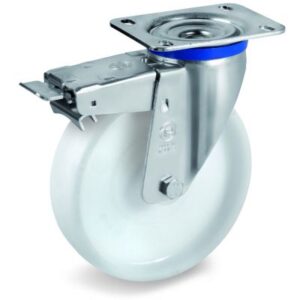 Polyamide 6 Solid Wheel, Swivel Top Plate Castor with Brake, M Duty