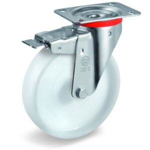 Polyamide 6 Solid Wheel, Swivel Top Plate Castor with Brake, NL Duty