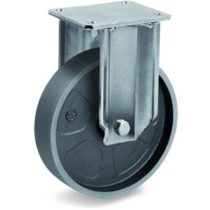 Cast Iron Wheel, Fixed Top Plate Castor, EP Duty