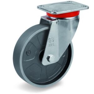 Cast Iron Wheel, Swivel Top Plate Castor, EP Duty