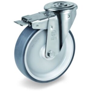 TPR Tyre with Polypropylene Centre, Bolt Hole Castor with Brake, NL Duty