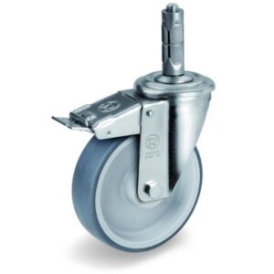 TPR Tyre with Polypropylene Centre, Bolt Hole Castor with Brake and Steel Expander, NL Duty